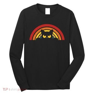 Cute Cat Rainbow Vintage Long Sleeve Shirt