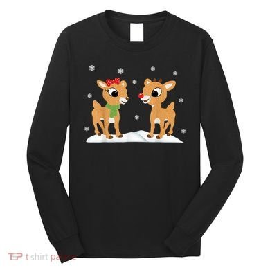 Cute Christmas Reindeers Long Sleeve Shirt
