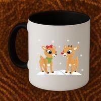 Cute Christmas Reindeers Coffee Mug thumb 2