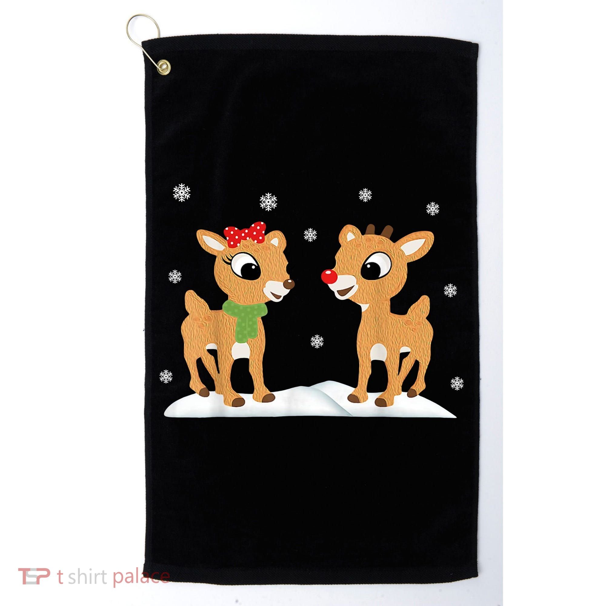 Cute Christmas Reindeers Golf Towel