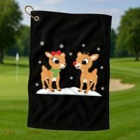 Cute Christmas Reindeers Golf Towel thumb 1