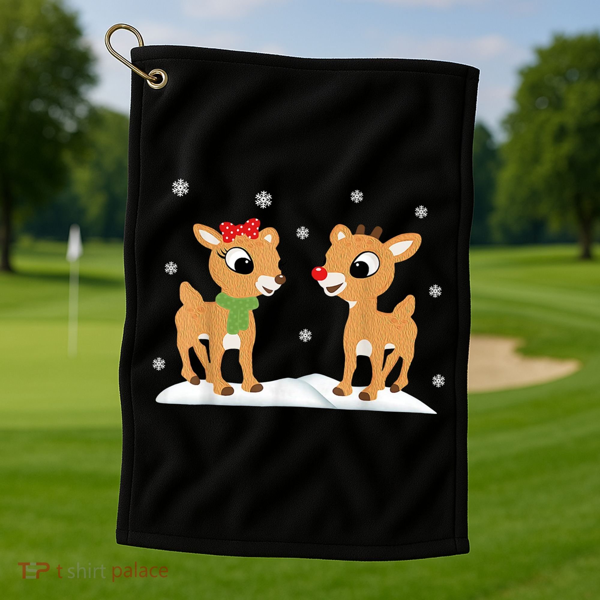 Cute Christmas Reindeers Golf Towel