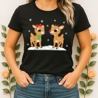 Cute Christmas Reindeers Women's T-Shirt thumb 2