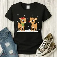 Cute Christmas Reindeers Women's T-Shirt thumb 3