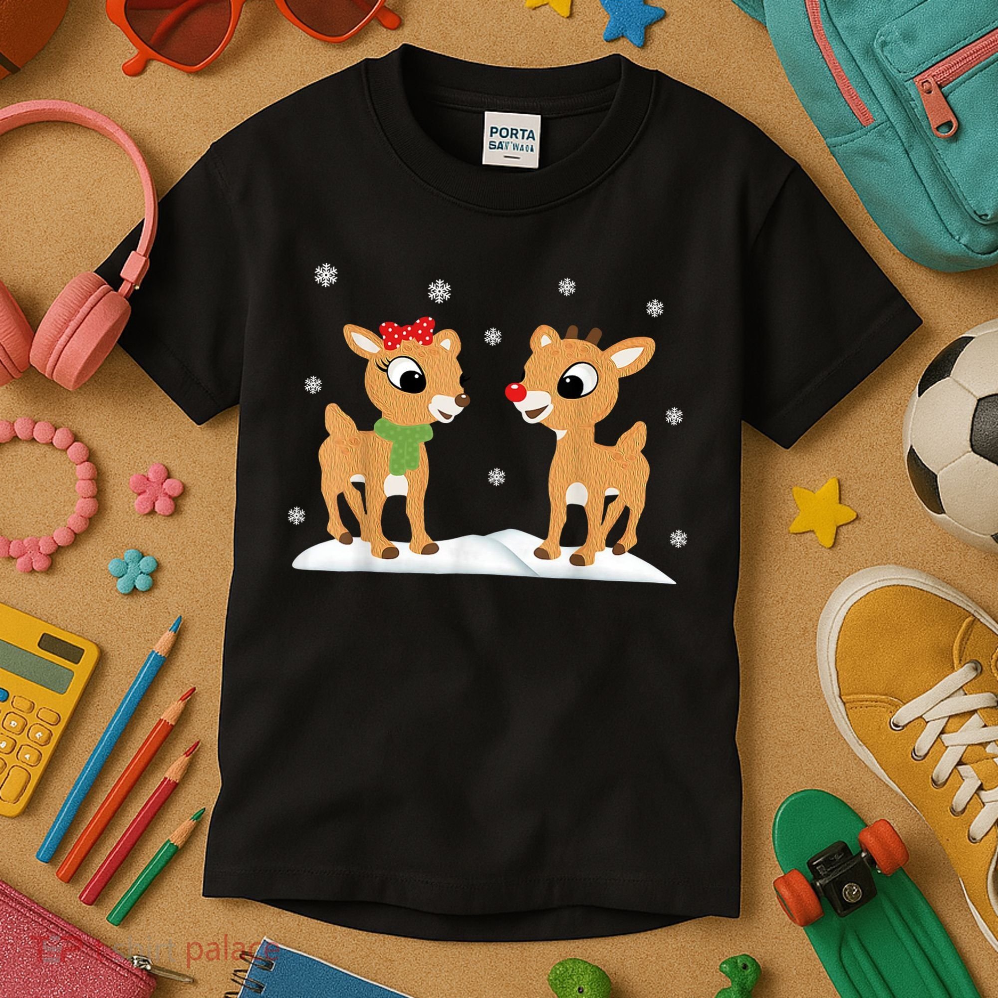 Cute Christmas Reindeers Kids T-Shirt