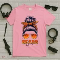 Cute Coquette Retro Bears Girl Messy Bun Bandana Sports Team T-Shirt thumb 5