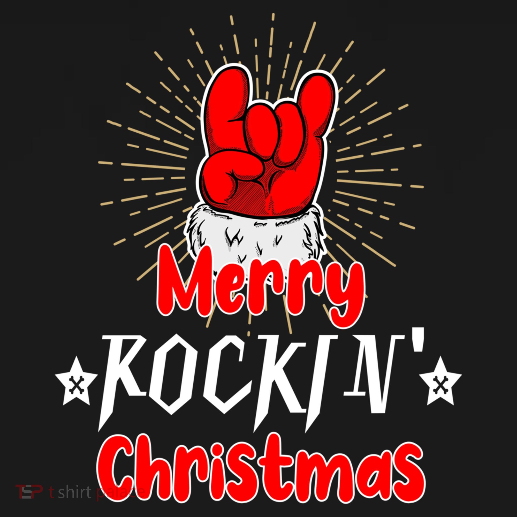 Christmas Cool Rock And Roll Santa Hand Merry Rockin Xmas Funny Gift Women's Hoodie