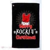 Christmas Cool Rock And Roll Santa Hand Merry Rockin Xmas Funny Gift Golf Towel thumb 0
