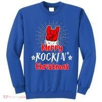 Christmas Cool Rock And Roll Santa Hand Merry Rockin Xmas Funny Gift Sweatshirt thumb 0