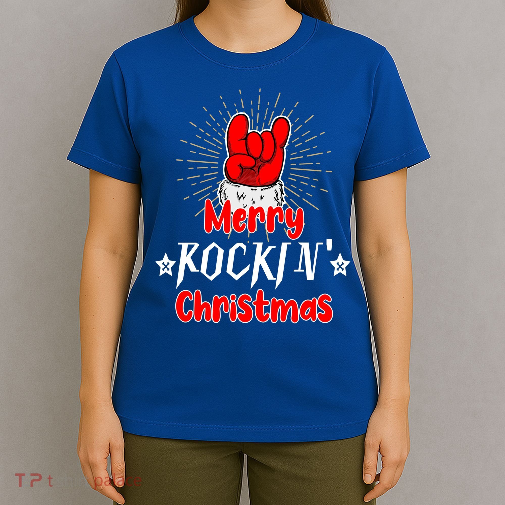 Christmas Cool Rock And Roll Santa Hand Merry Rockin Xmas Funny Gift T-Shirt