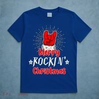 Christmas Cool Rock And Roll Santa Hand Merry Rockin Xmas Funny Gift T-Shirt thumb 5