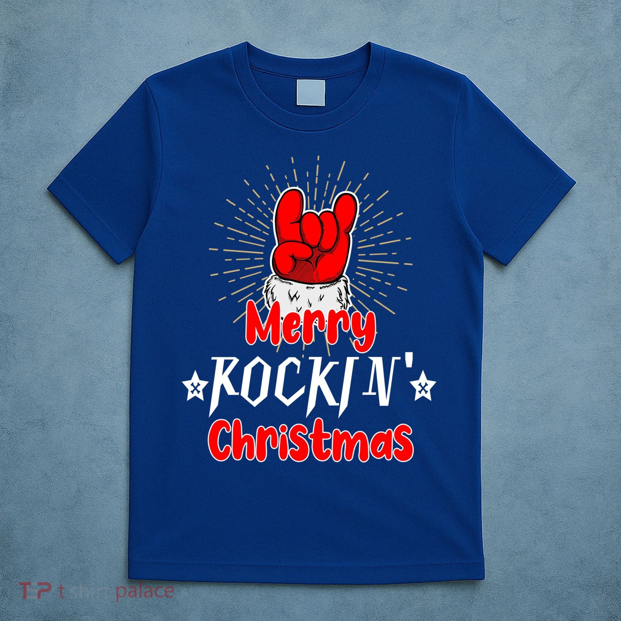 Christmas Cool Rock And Roll Santa Hand Merry Rockin Xmas Funny Gift T-Shirt