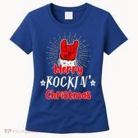 Christmas Cool Rock And Roll Santa Hand Merry Rockin Xmas Funny Gift Women's T-Shirt thumb 0
