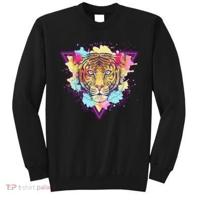 Cool Cute Retro 80s Watercolor Tiger Sweatshirt