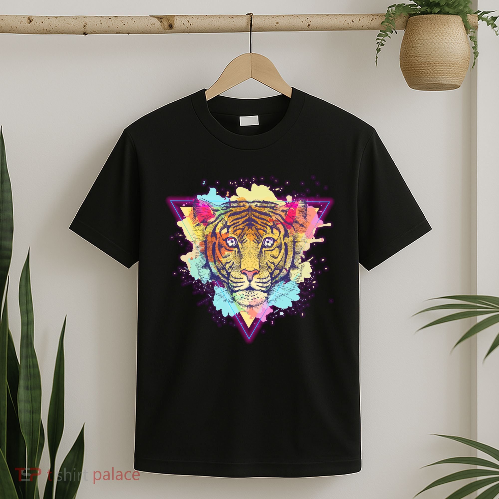 Cool Cute Retro 80s Watercolor Tiger T-Shirt