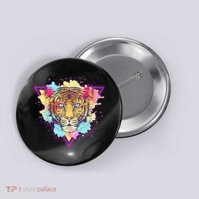 Cool Cute Retro 80s Watercolor Tiger Button