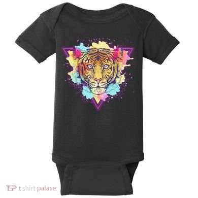 Cool Cute Retro 80s Watercolor Tiger Baby Bodysuit