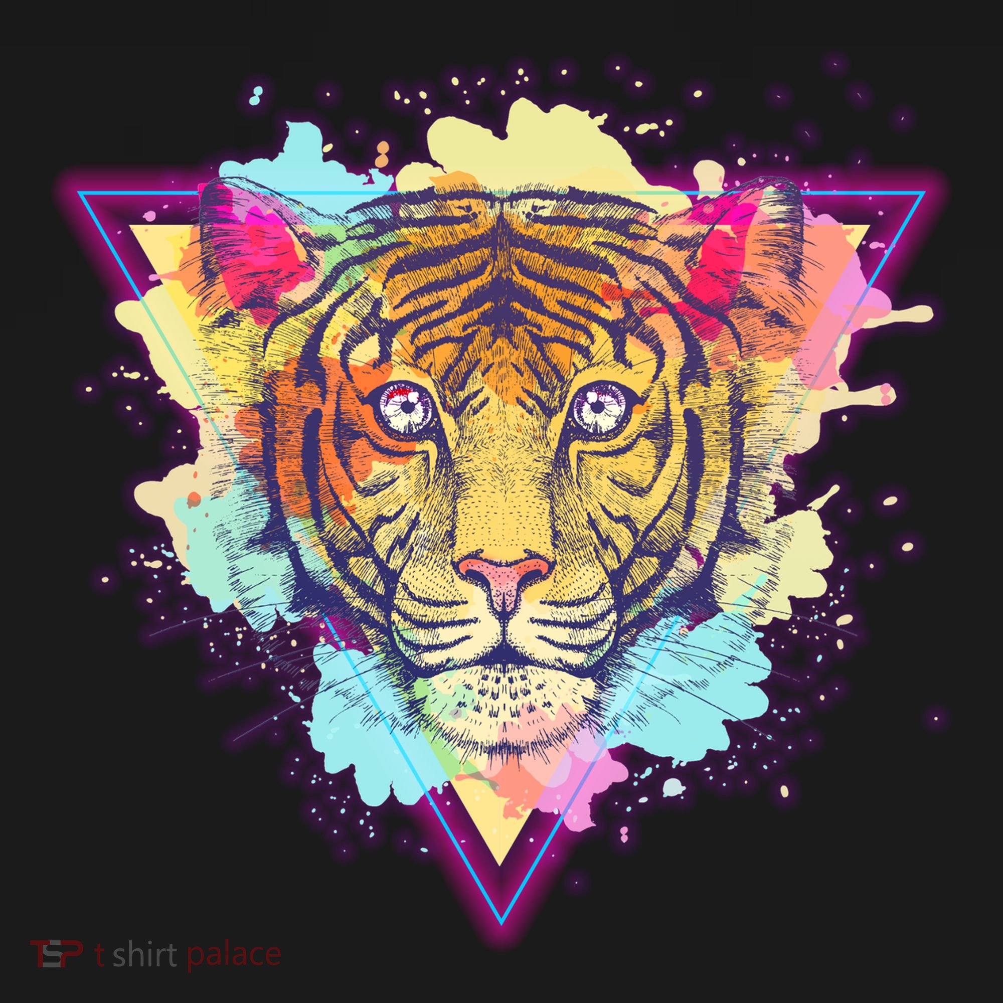 Cool Cute Retro 80s Watercolor Tiger Tank Top