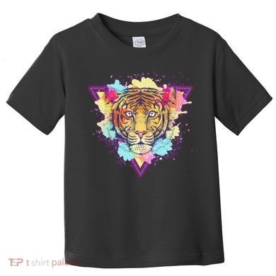 Cool Cute Retro 80s Watercolor Tiger Toddler T-Shirt