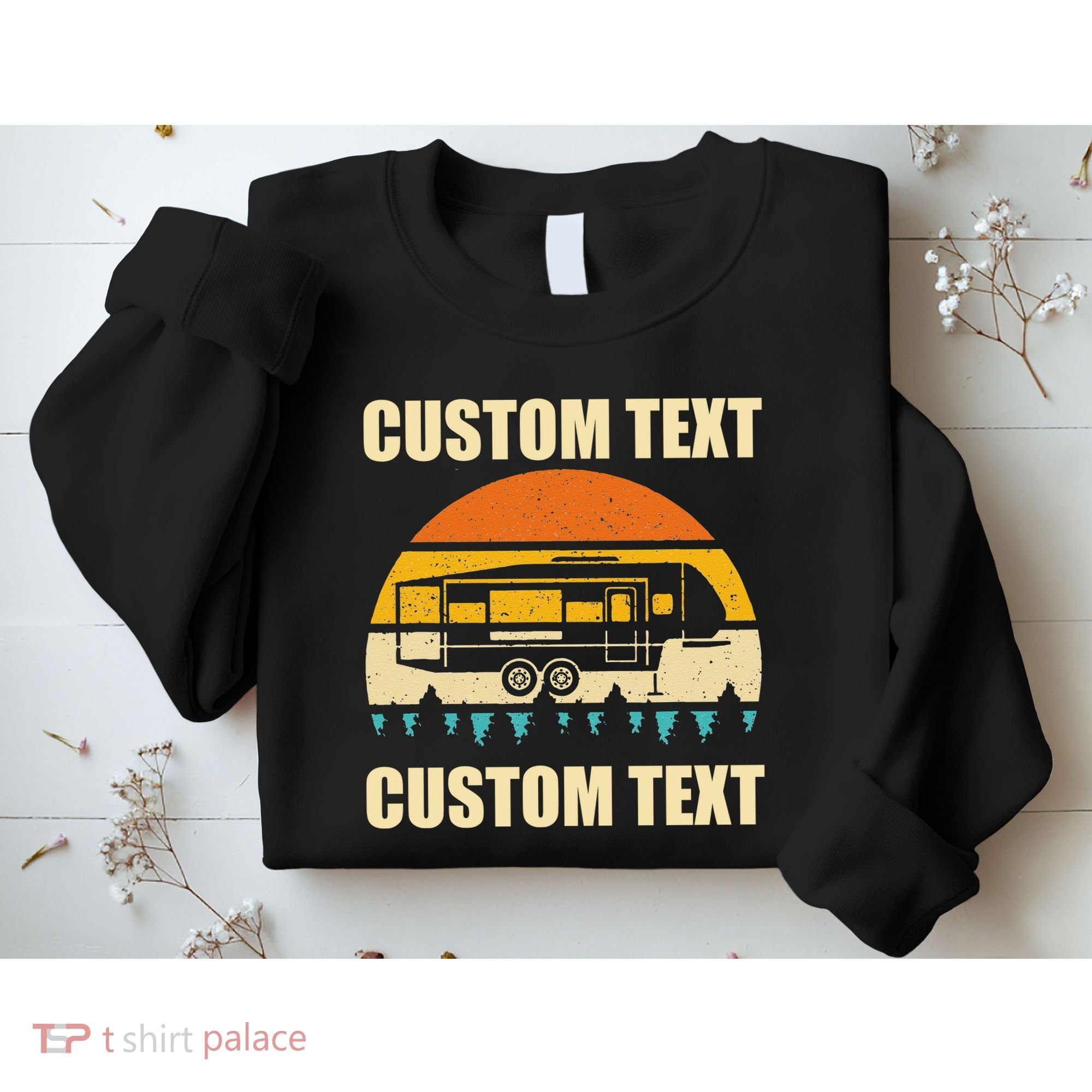 Custom Camper Rv Camping Road Trip Personalize Text Sweatshirt