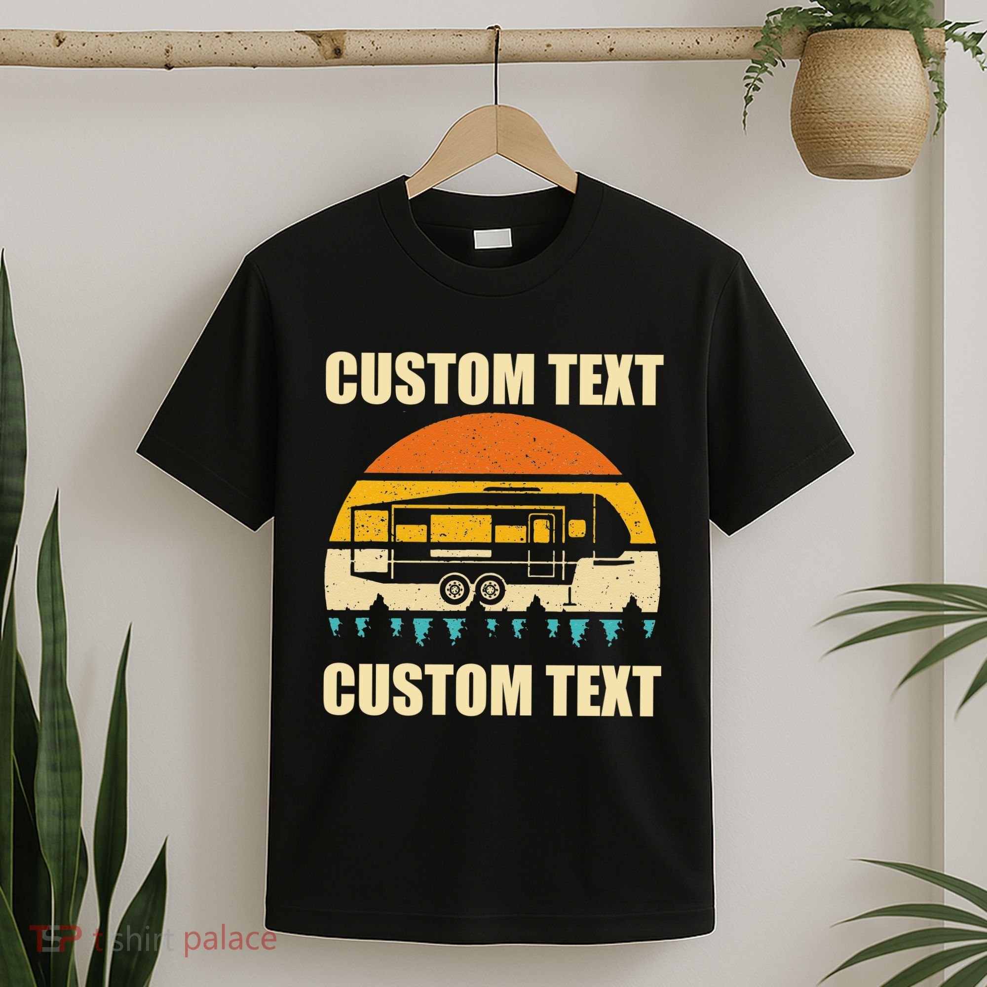 Custom Camper Rv Camping Road Trip Personalize Text T-Shirt