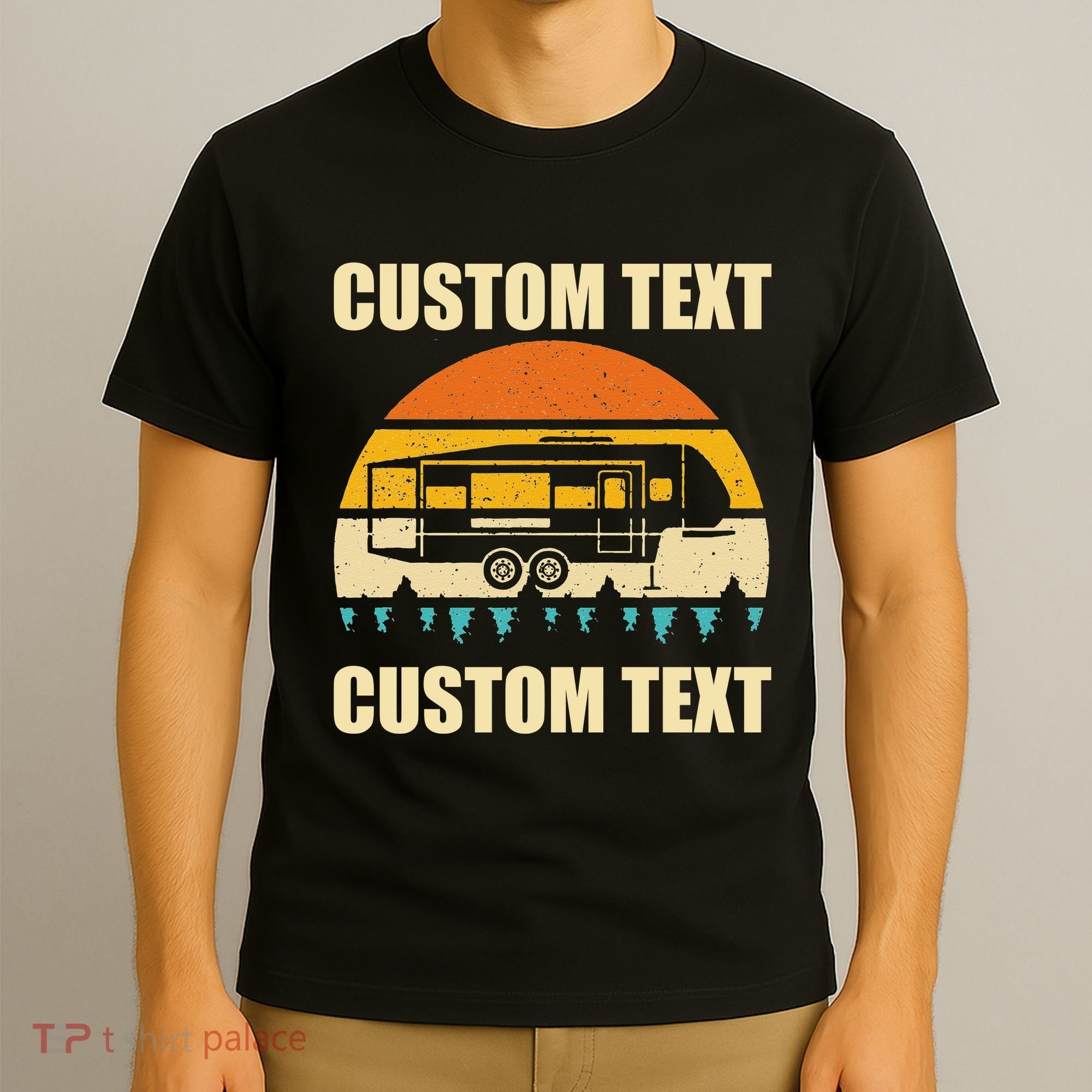 Custom Camper Rv Camping Road Trip Personalize Text T-Shirt
