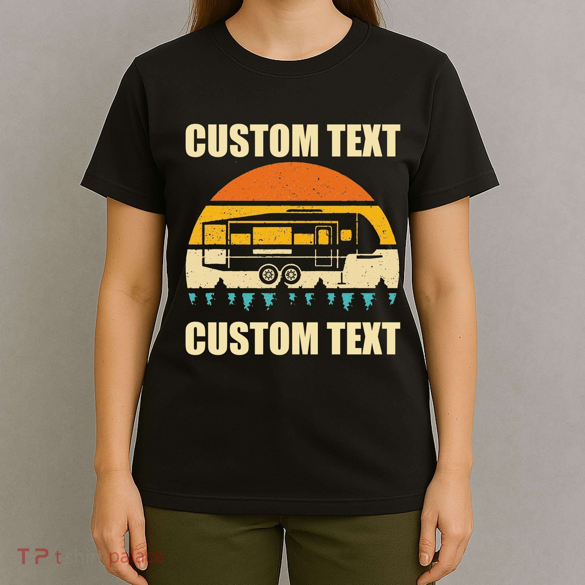 Custom Camper Rv Camping Road Trip Personalize Text T-Shirt