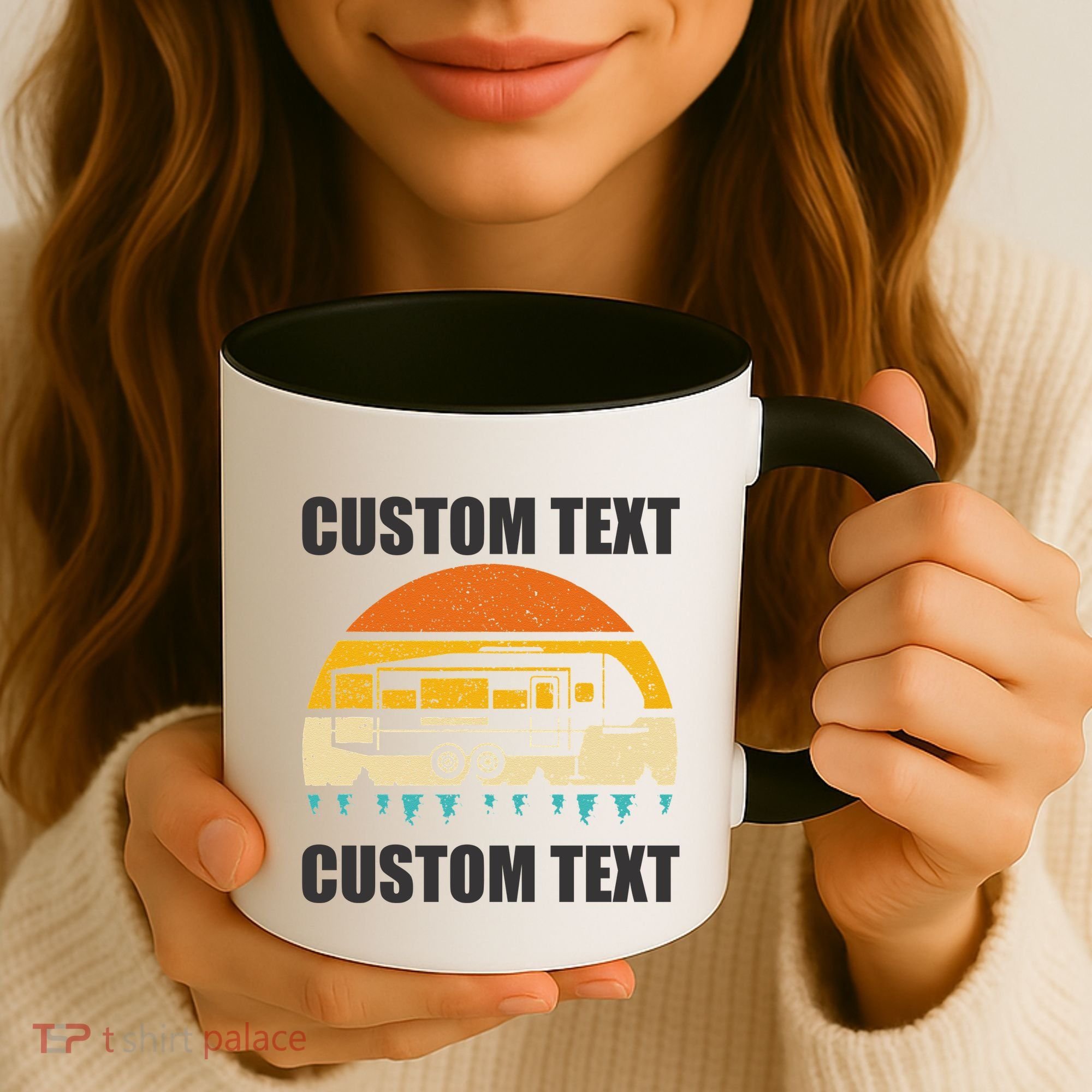 Custom Camper Rv Camping Road Trip Personalize Text Coffee Mug