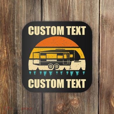 Custom Camper Rv Camping Road Trip Personalize Text Coaster