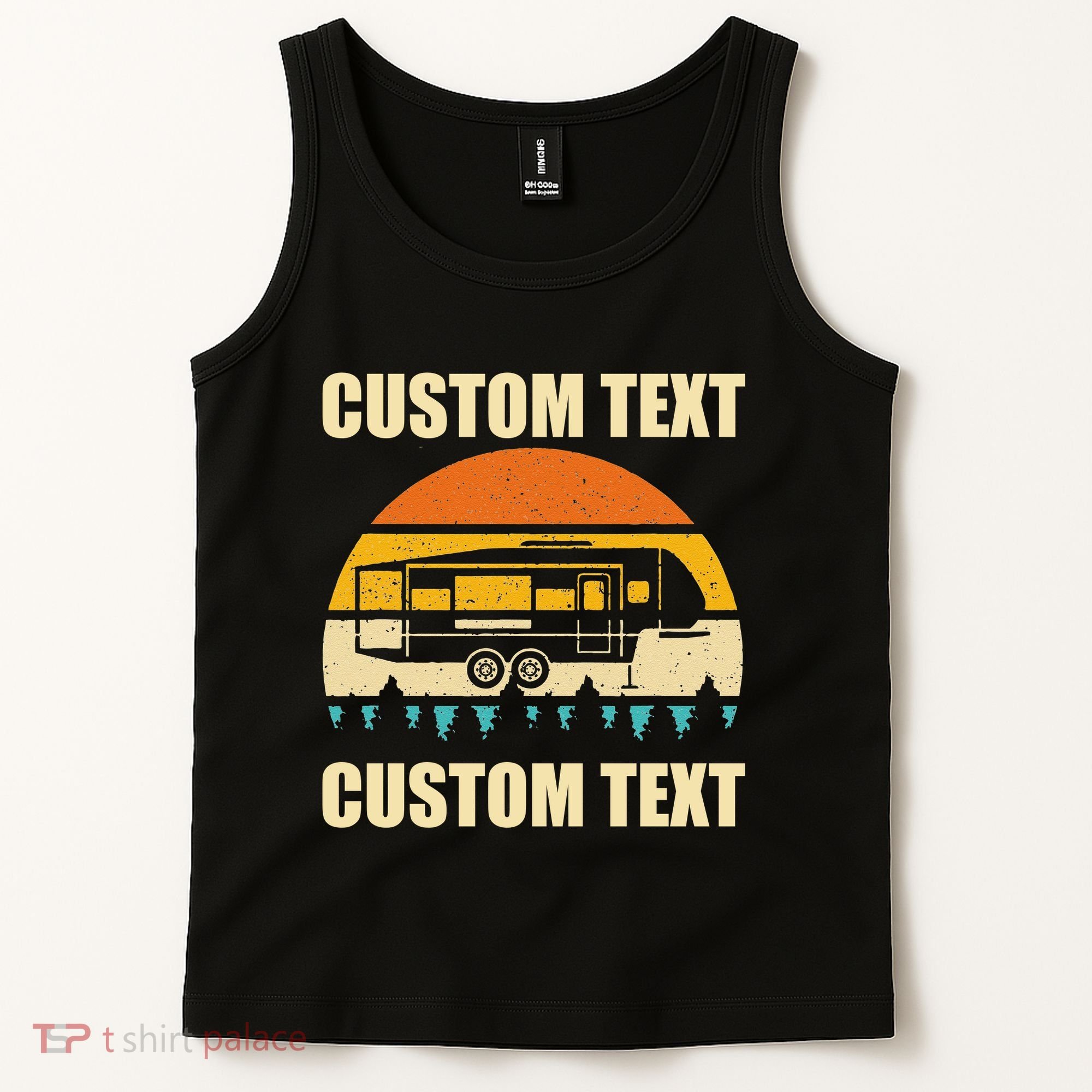 Custom Camper Rv Camping Road Trip Personalize Text Tank Top