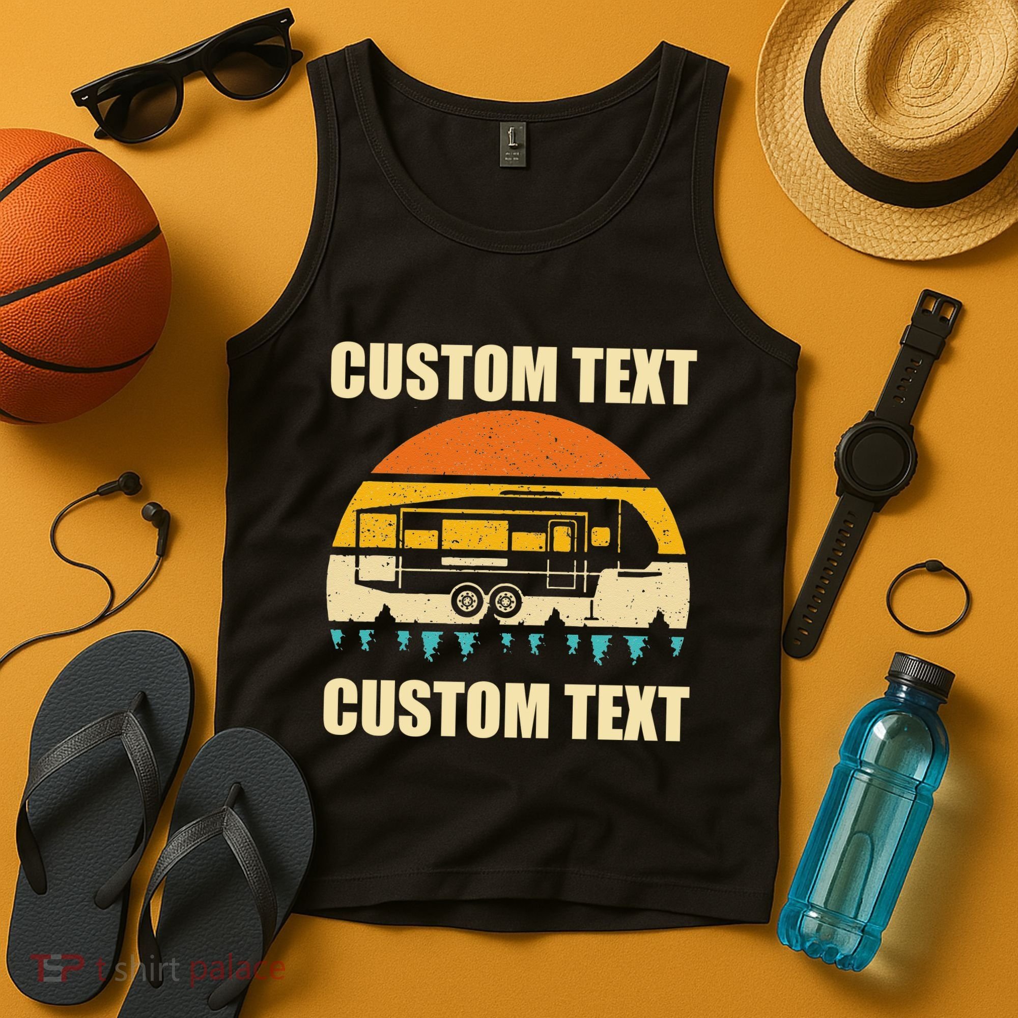 Custom Camper Rv Camping Road Trip Personalize Text Tank Top