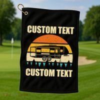 Custom Camper Rv Camping Road Trip Personalize Text Golf Towel thumb 1