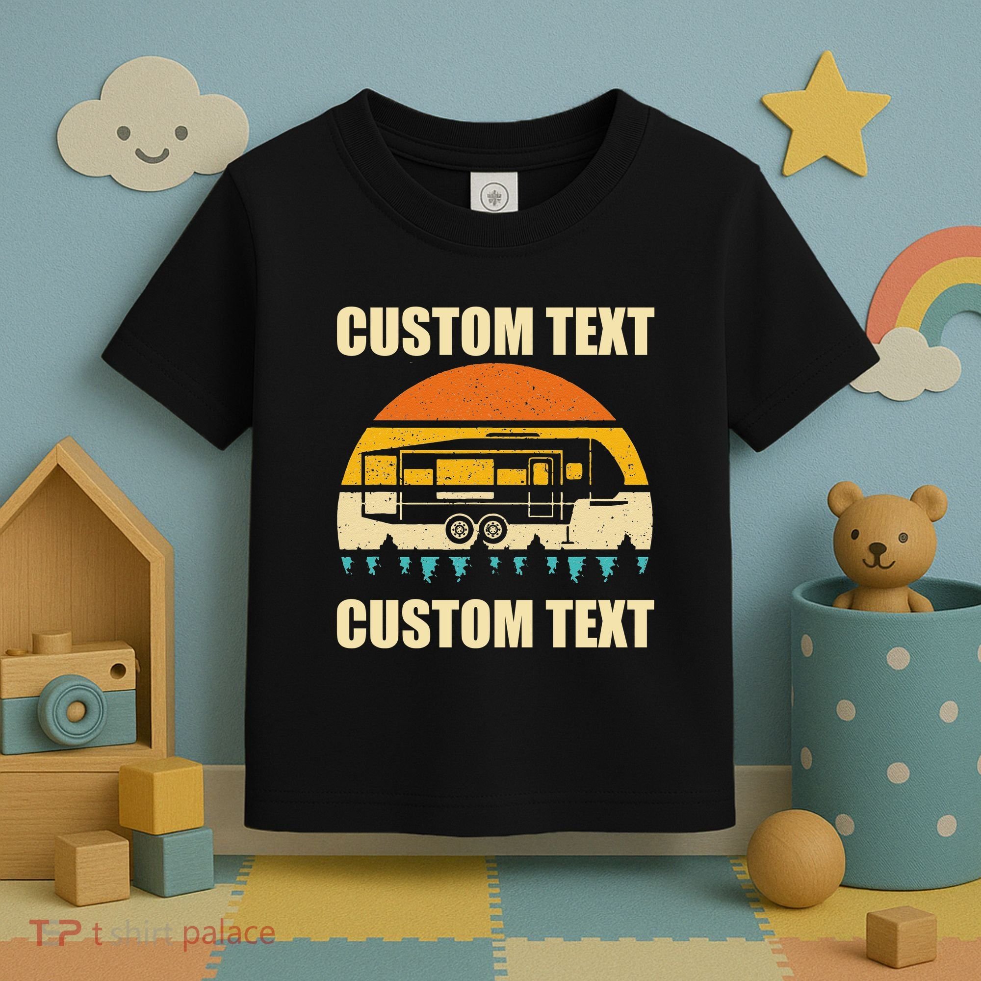 Custom Camper Rv Camping Road Trip Personalize Text Toddler T-Shirt