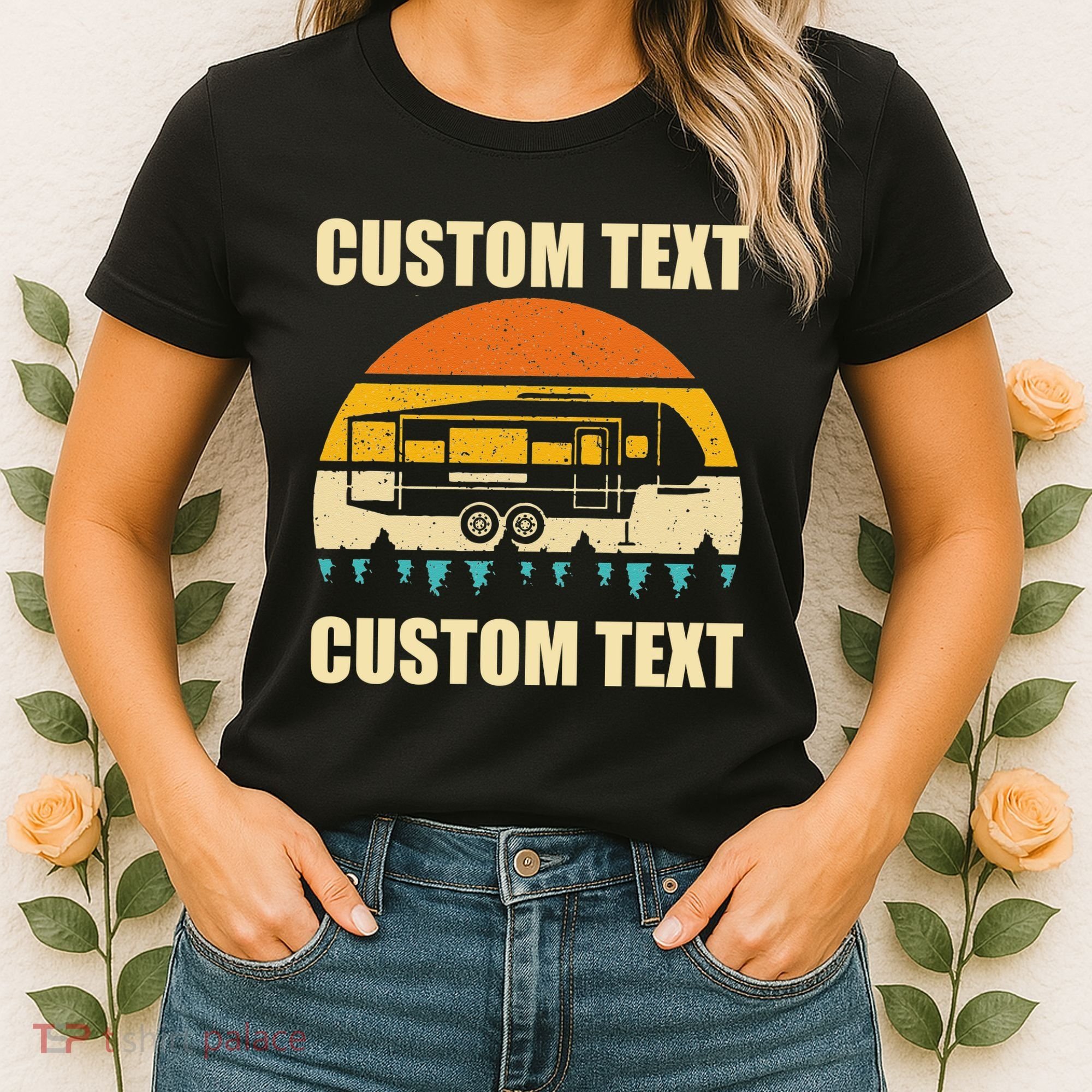 Custom Camper Rv Camping Road Trip Personalize Text Women's T-Shirt