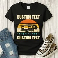 Custom Camper Rv Camping Road Trip Personalize Text Women's T-Shirt thumb 3