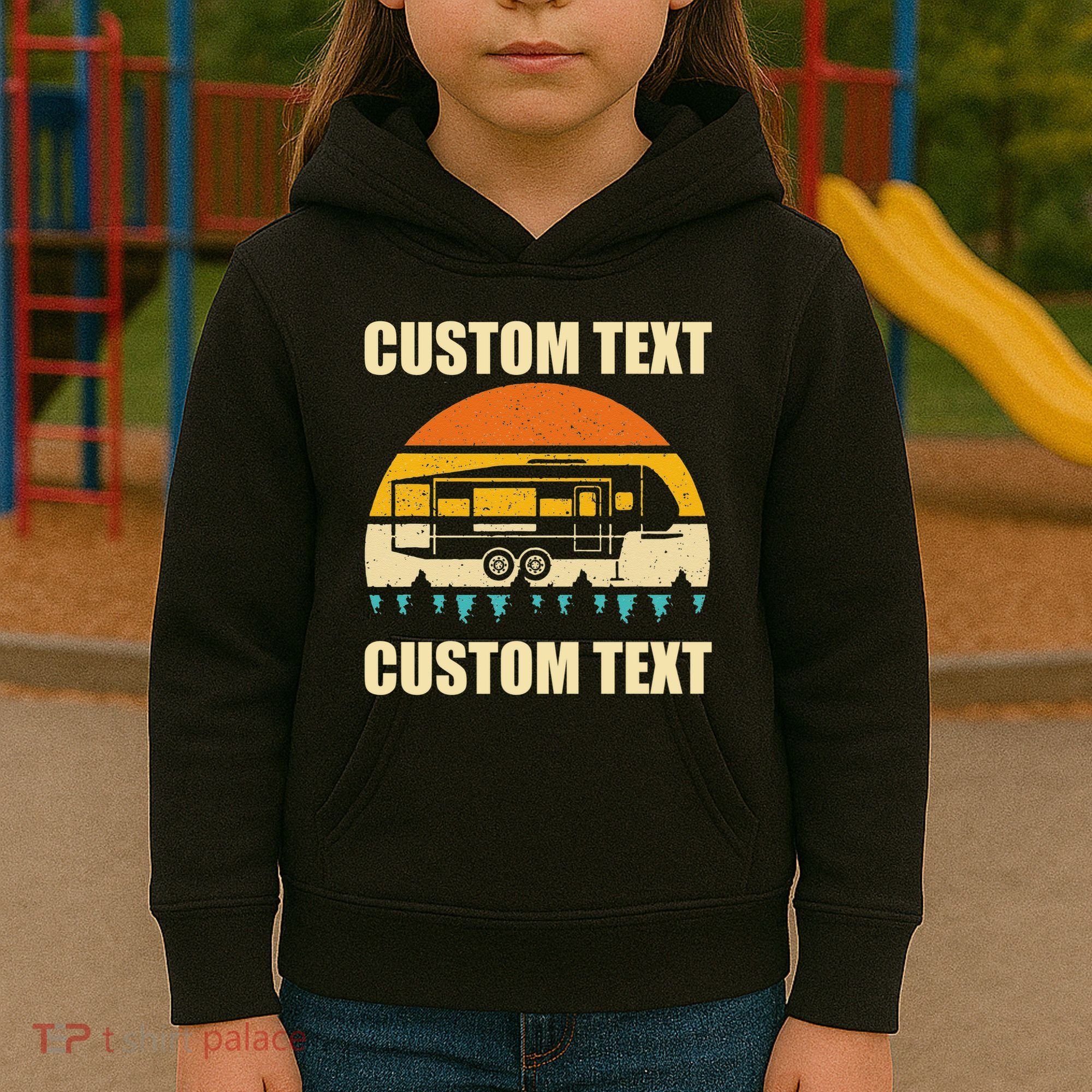Custom Camper Rv Camping Road Trip Personalize Text Kids Hoodie
