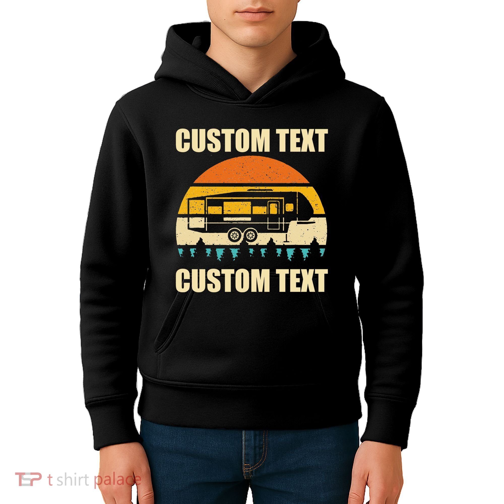 Custom Camper Rv Camping Road Trip Personalize Text Kids Hoodie