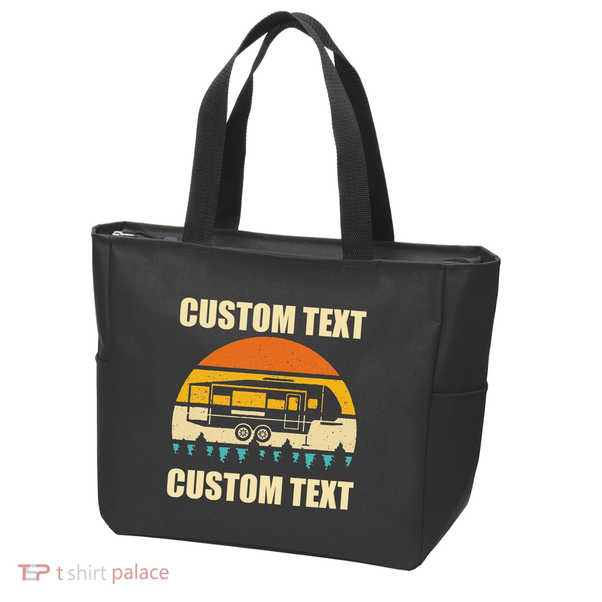 Custom Camper Rv Camping Road Trip Personalize Text Tote Bag