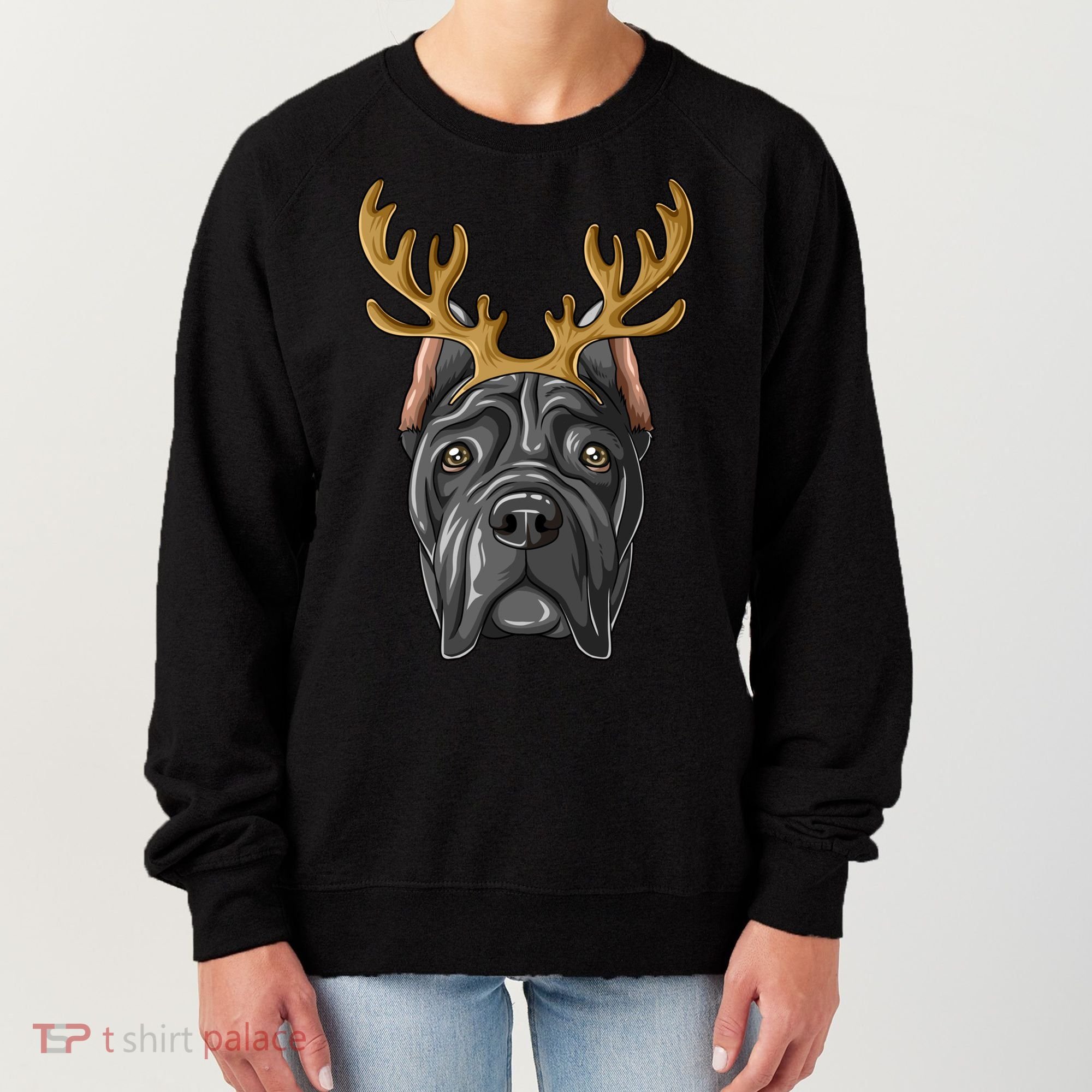Cane Corso Reindeer Antlers Christmas Cane Corso Gift Women's Sweatshirt
