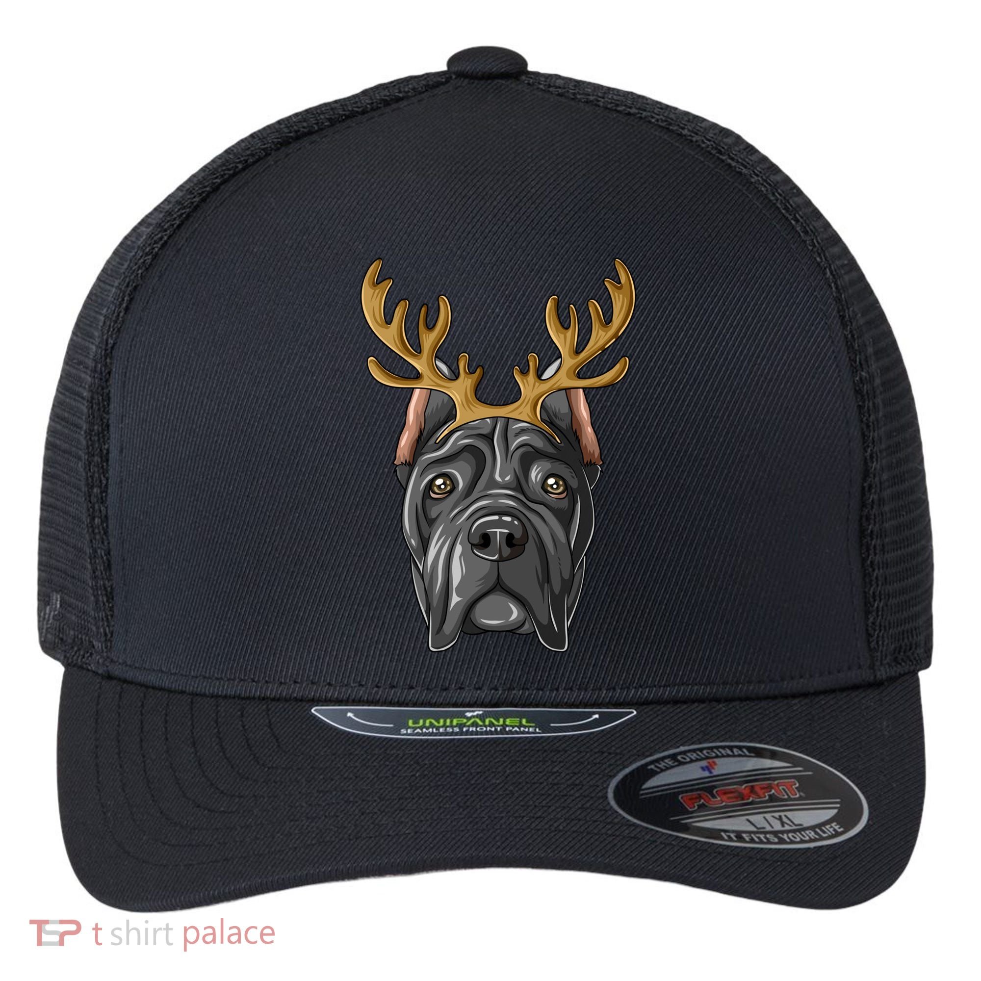 Cane Corso Reindeer Antlers Christmas Cane Corso Gift Flexfit Unipanel Trucker Cap