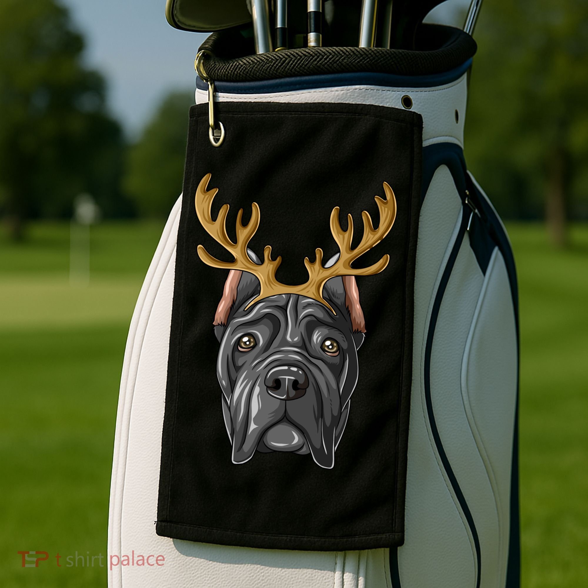 Cane Corso Reindeer Antlers Christmas Cane Corso Gift Golf Towel