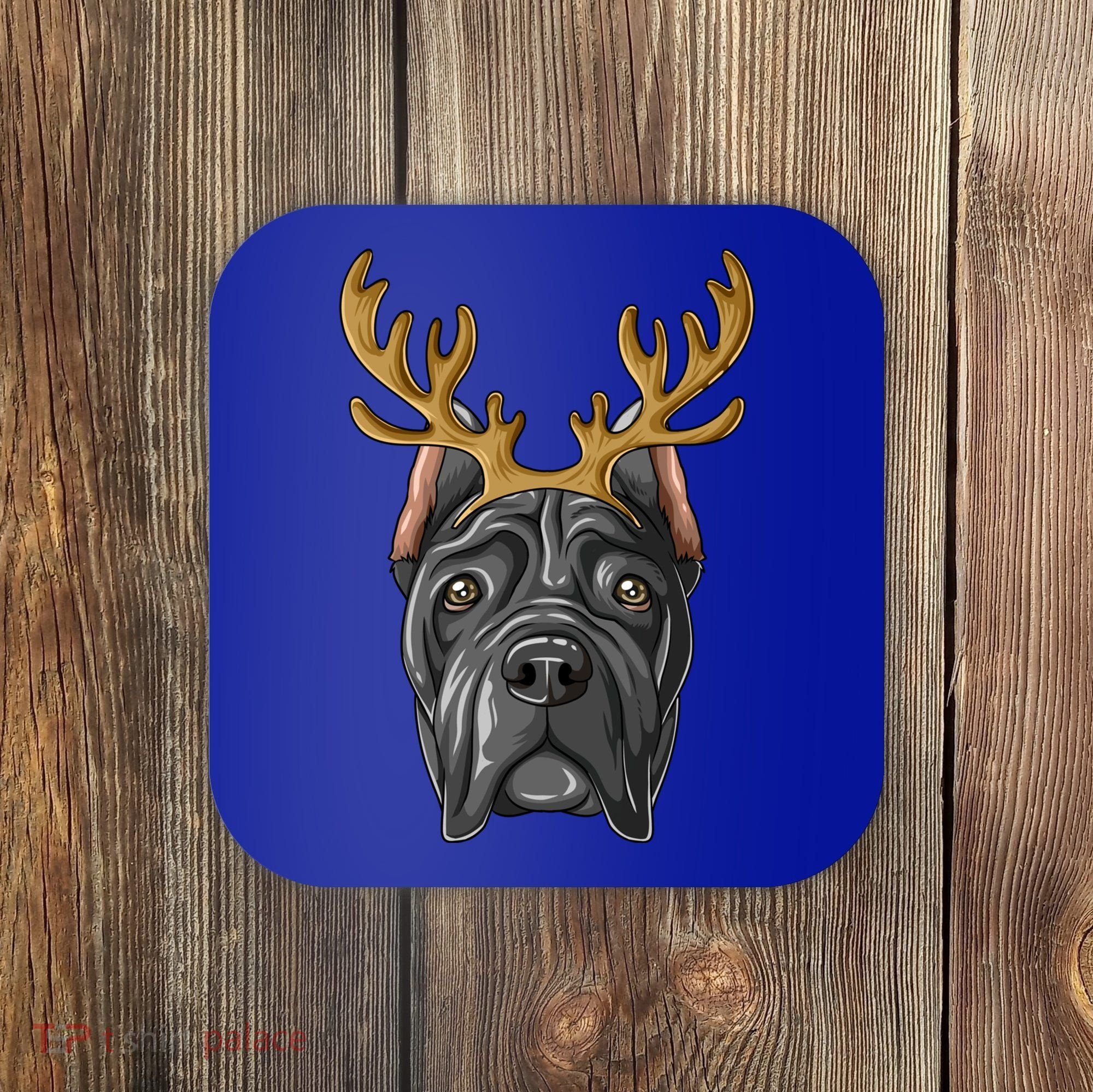 Cane Corso Reindeer Antlers Christmas Cane Corso Gift Coaster
