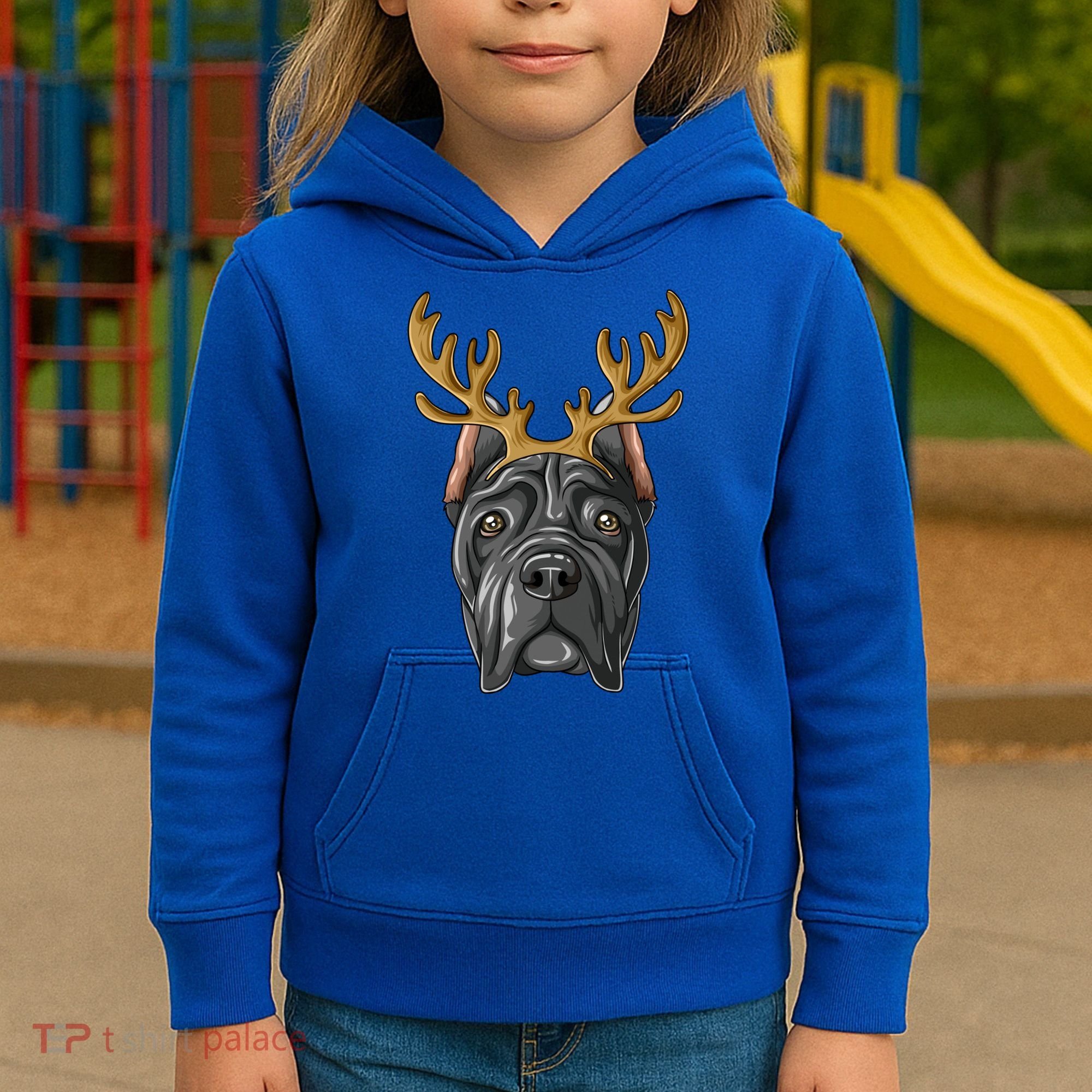 Cane Corso Reindeer Antlers Christmas Cane Corso Gift Kids Hoodie