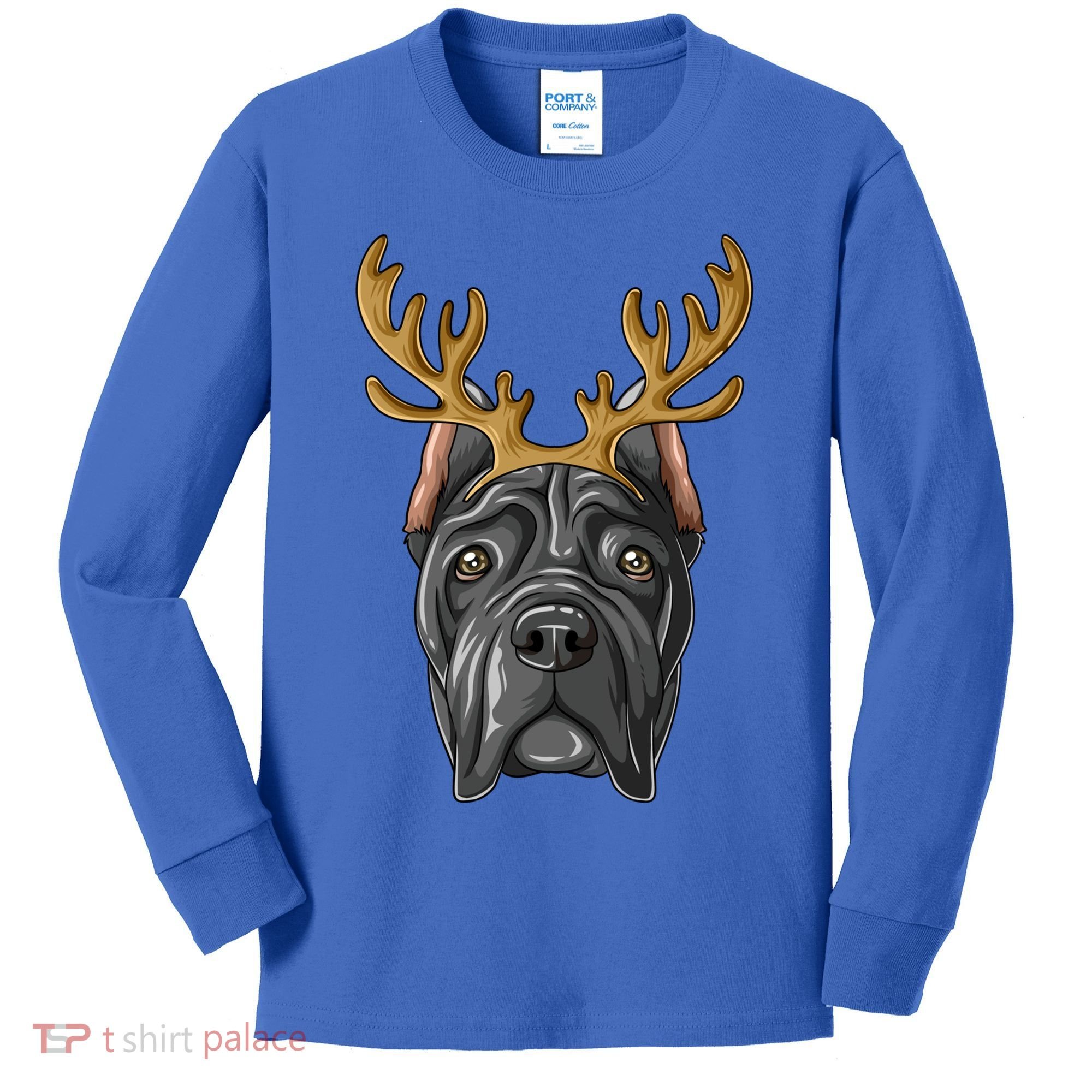 Cane Corso Reindeer Antlers Christmas Cane Corso Gift Kids Long Sleeve Shirt