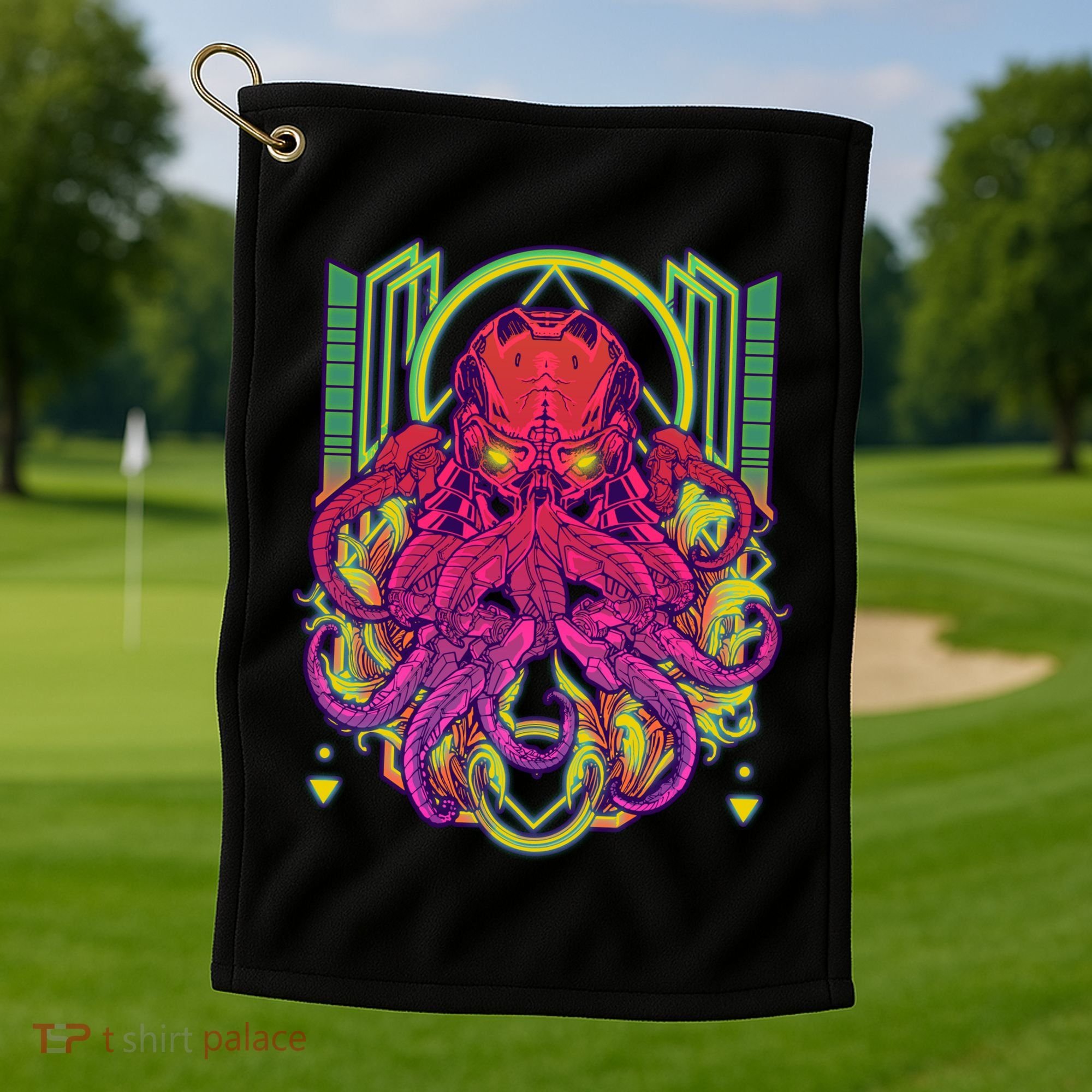 Cool Cybernetic Robot Octopus Squid Golf Towel
