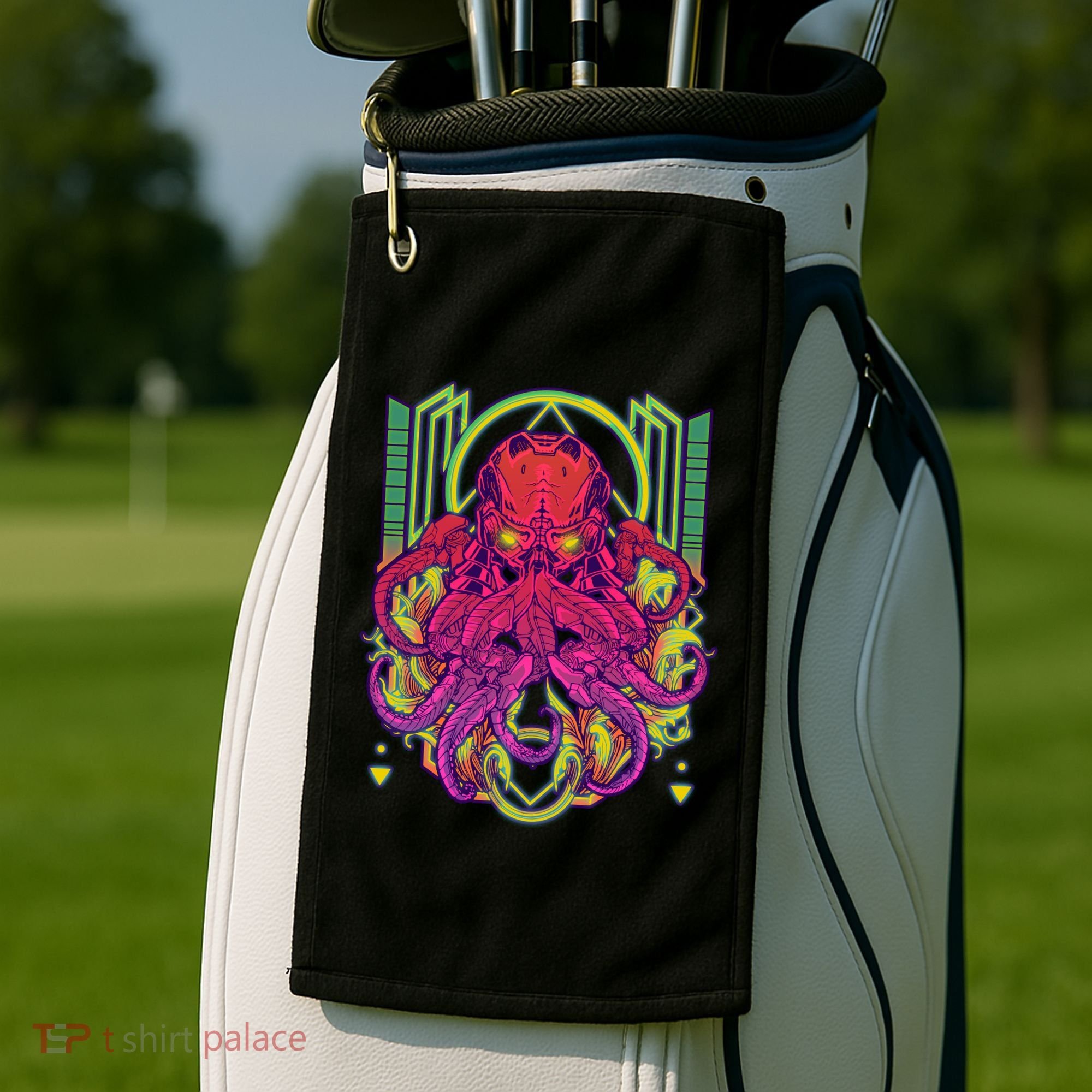 Cool Cybernetic Robot Octopus Squid Golf Towel