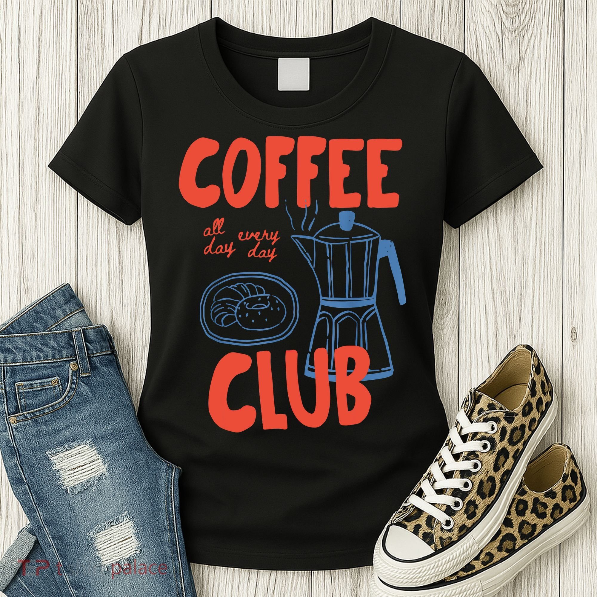 Coffee Club Retro Coffee Graphic For Coffee Lover  Women's T-Shirt