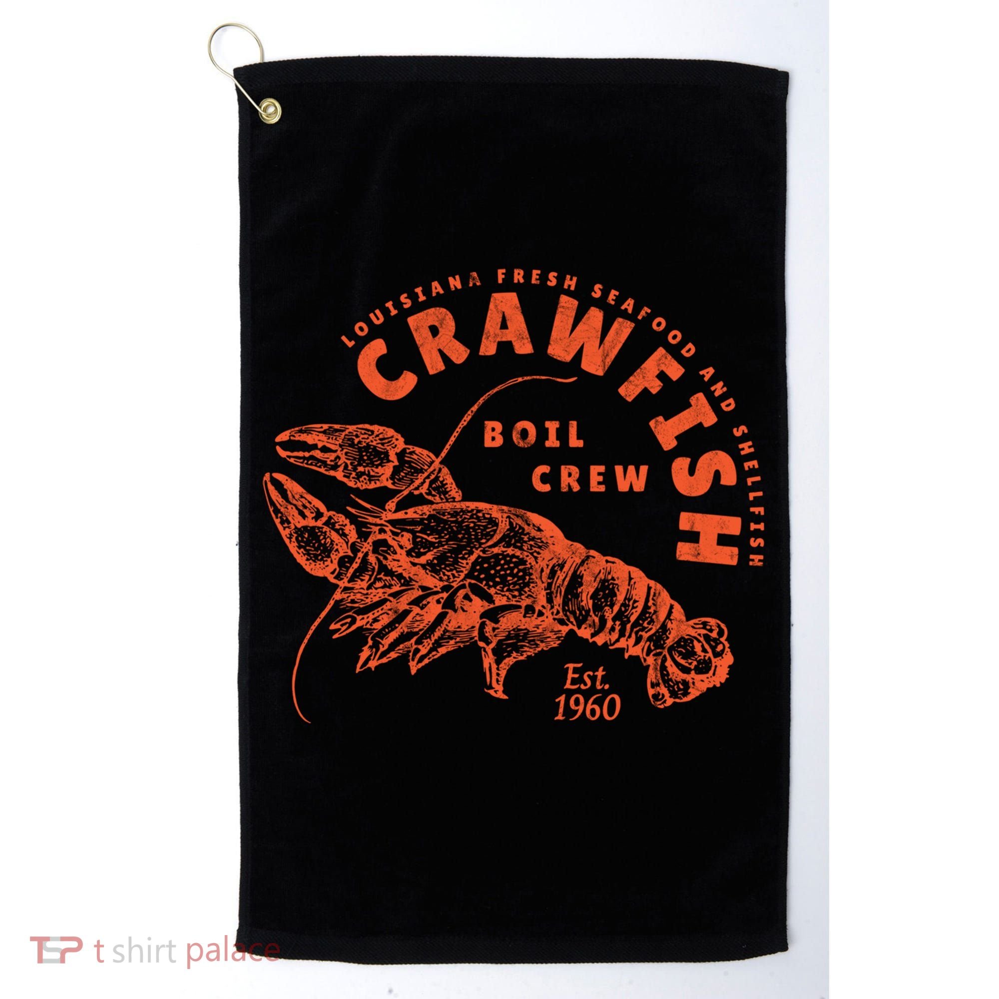 Crawfish Crew Retro Louisiana Cajun Seafood Gift Golf Towel