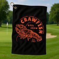 Crawfish Crew Retro Louisiana Cajun Seafood Gift Golf Towel thumb 1