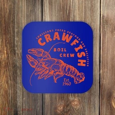 Crawfish Crew Retro Louisiana Cajun Seafood Gift Coaster